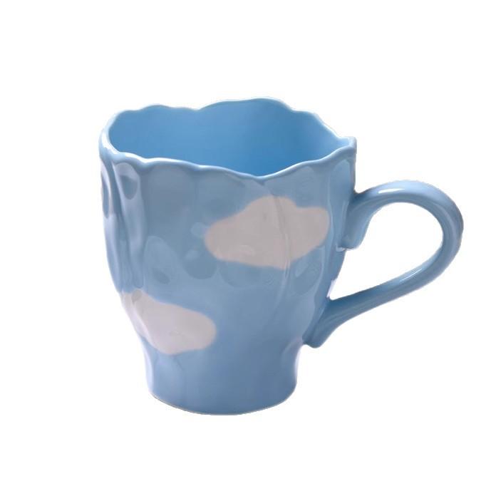 Cartoon Clouds Ceramic Cup Coffee Mug Children's Breakfast Hand-painted Irregular Flowers Mugs Coffee Cups Afternoon Tea Cup