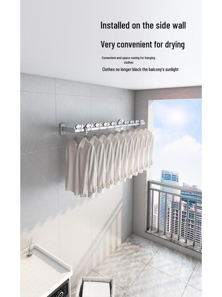 Wall-Mounted Retractable Clothes Drying Rack for Balcony & Home Use