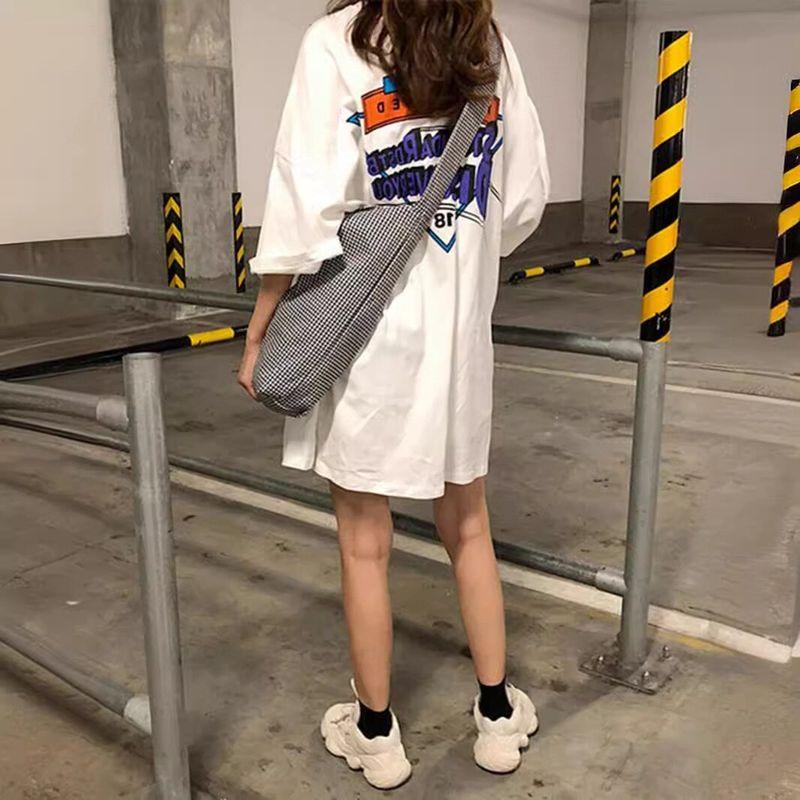 Plus-Size Women's Short-Sleeve T-Shirt 2024 New Summer Versatile Loose Mid-Length Top Trendy Ins Style