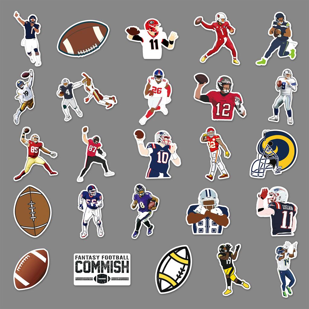 50 Rugby Doodle Personalisiert Sport Kreativ Guka DIY Skateboard Wasserbecher Koffer Aufkleber Wasserdicht