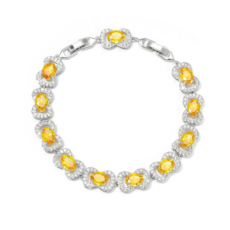 Wholesale of New Exquisite Oval Bow Candy Zircon Bracelets for Ladies with Niche Designs