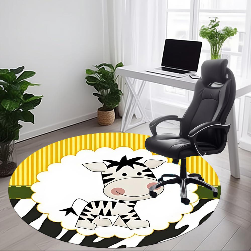 1pc Zebra, CartoonChair Carpet for Office, Indoor Non-Slip Washable Polyester Fiber Carpet, Mat For Office, Machine Washable