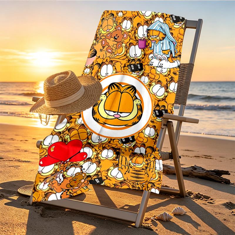 Garfield Print Beach Towel Design, Soft, Lightweight. for Home Bathroom, Spa, Pool, Yoga, Surfing, Camping, Gift for Family, Friend
