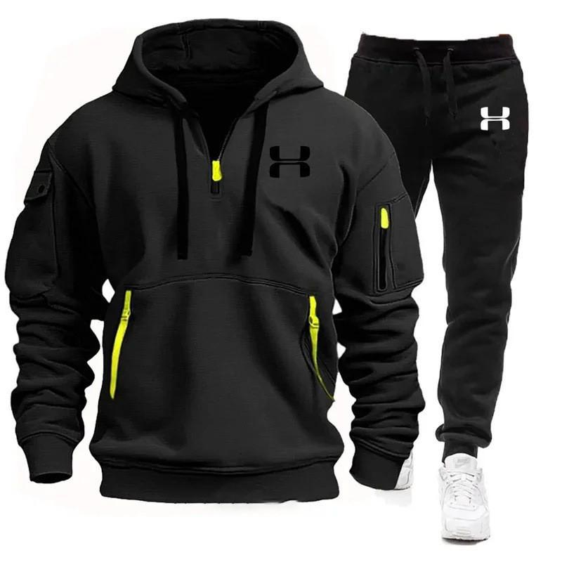 2025 Men's Fleece Hooded Jacket with Zipper and Printed Logo - Autumn/Winter Casual Sweatshirt
