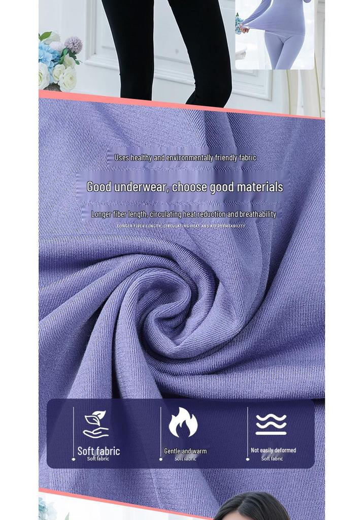 Women's Thermal Underwear Set: Warm, Close-Fitting High-Neck Top and Trousers for Autumn