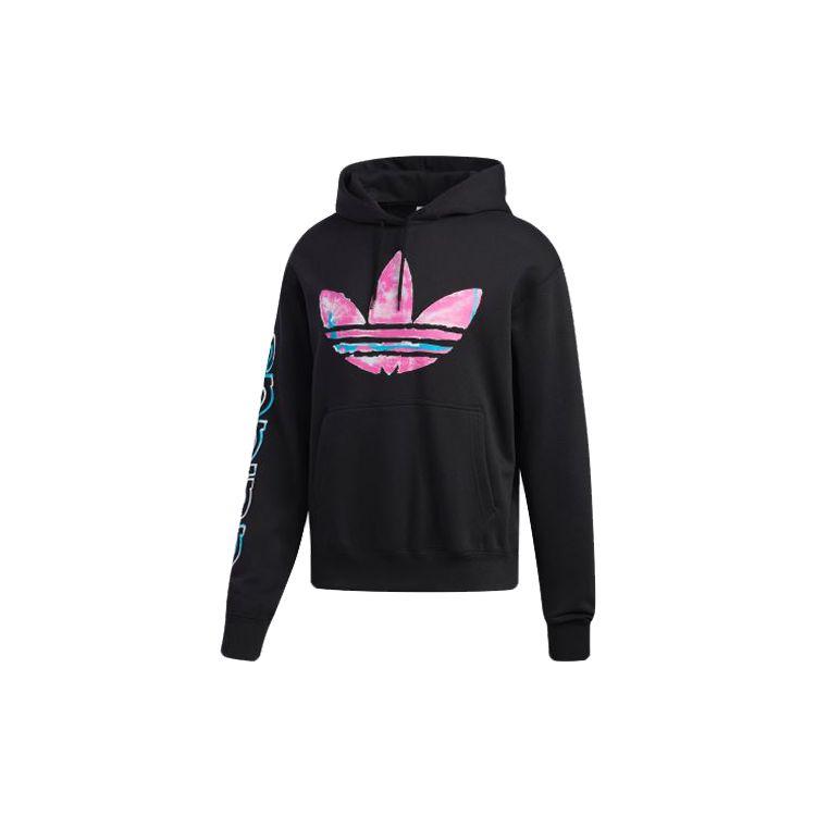 

adidas Originals Black Men s Watercolor Printing Hooded Pullover Sweatshirt ED6273 XS