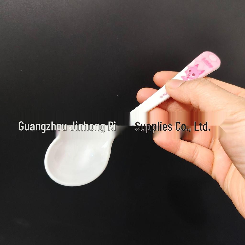 Cartoon Melamine Baby Spoon - Self-Feeding, Long Handle, Plastic Soup & Porridge Spoon for Kids
