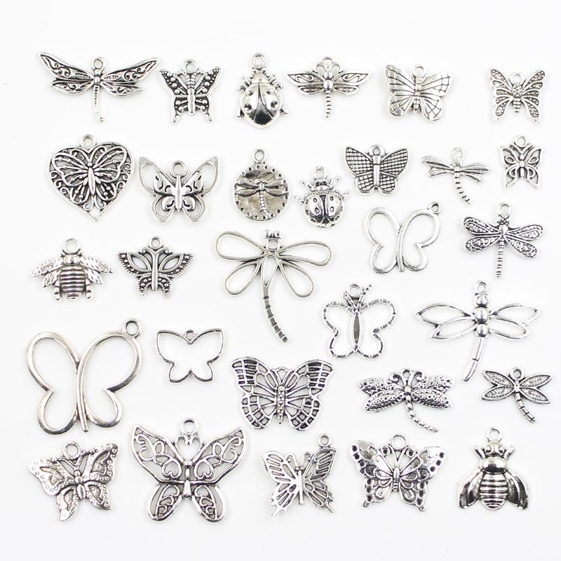 30Pcs Charms Sun Moon Horse Crown Leaf Fish Clover Antique Bronze Silver Color Mixed Pendants Diy Making Findingstibetan Jewelry