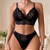 Lace Anti-sagging French Back Bra Set Gathered Cross Backless Underwear Sexy Comfortable Nude Panties