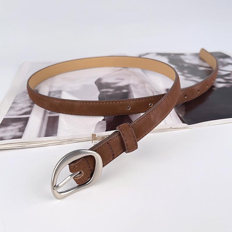 Matte Cowhide Women's Genuine Leather Retro Belt Jeans Denim Skirt High-end Korean-style Fashionable Women's Belt