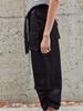 Muse Lily Side String Belted Satin Cargo Long Skirt-Black