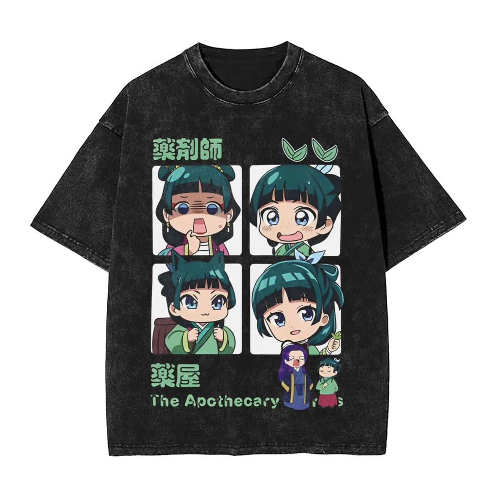 Cartoon Maomao die Apotheker-Tagebücher T-Shirt Niedliche Anime Grafik T-Shirts Gewaschen Kurzarm für Herren Damen Kleidung