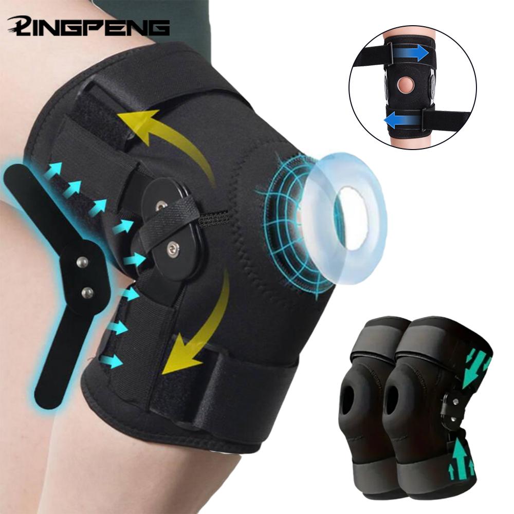 Ginocchiere Articolate Rotulee Ortopediche Per Dolore al Ginocchio Con Molle Compressione Stecca in Acciaio Rimovibile Supporto Ginocchiera