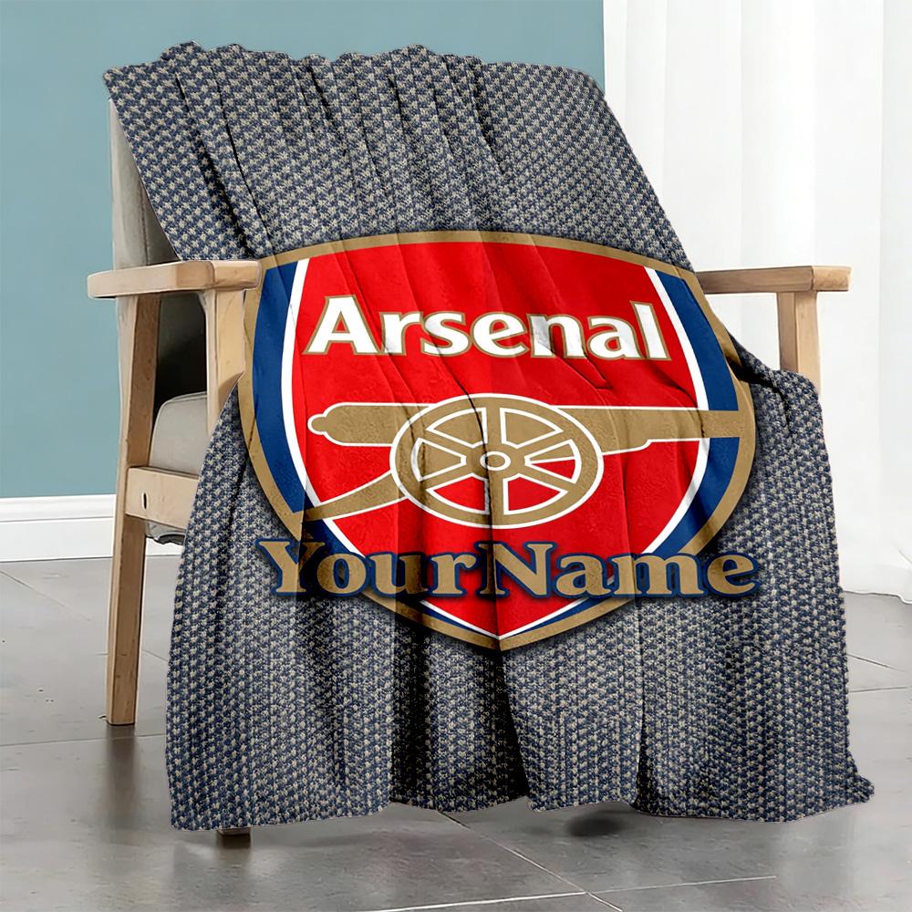 Arsenal Personalized Name Blanket Cozy Customizable Blanket Ultra-Soft for Office Bedding Home Decor Living Room Ideal for All Seasons