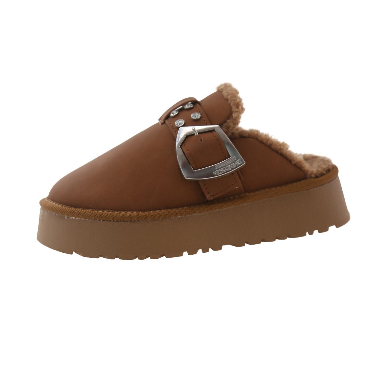 

Женские пушистые тапочки на толстой подошве для улицы 2024 года, зимние бархатные теплые туфли с полуподносом из хлопка 36 жёлтый