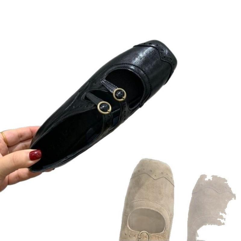 Retro Brown Square Head Mary Jane Shoes Ballet Shoes Women's New Light Mouth Single Shoes Women's Shoes