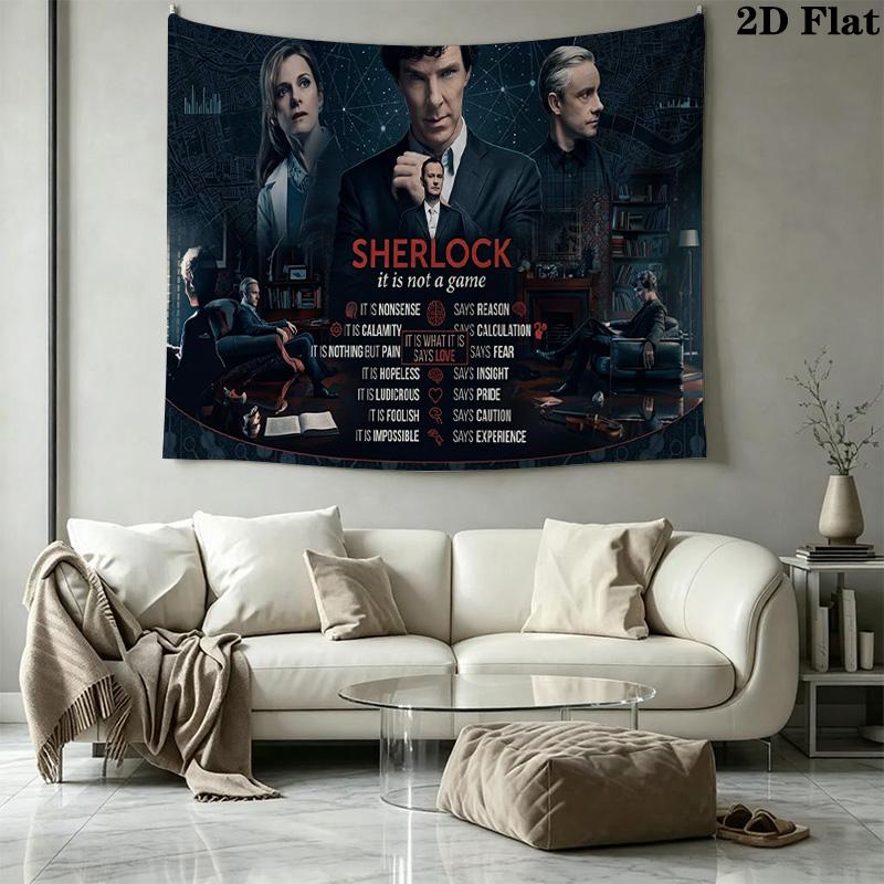 Tapisserie murale Sherlock Accroche murale esthétique Couverture en tissu imprimé Tapisseries décoratives pour chambre à coucher salon décoration intérieure