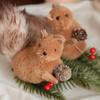 Christmas Squirrel Ornament Foam Plush Squirrel Figurine with Pinecones Branches Furry Forest Animal Hanging Decoration for Xmas Tree