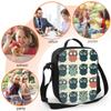Colorful Funny Owls Insulated Lunch Box for Girls Boys Portable Lunch Bag with Adjustable Shoulder Strap and Side Pocket Durable