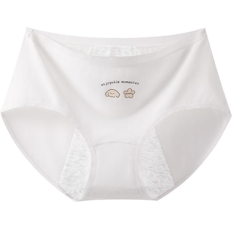 Девочки Весна и Осень Новый Период Чистый Хлопок 10A Антибактериальная Ластовица Дышащая Талия Треугольные Трусы M белый