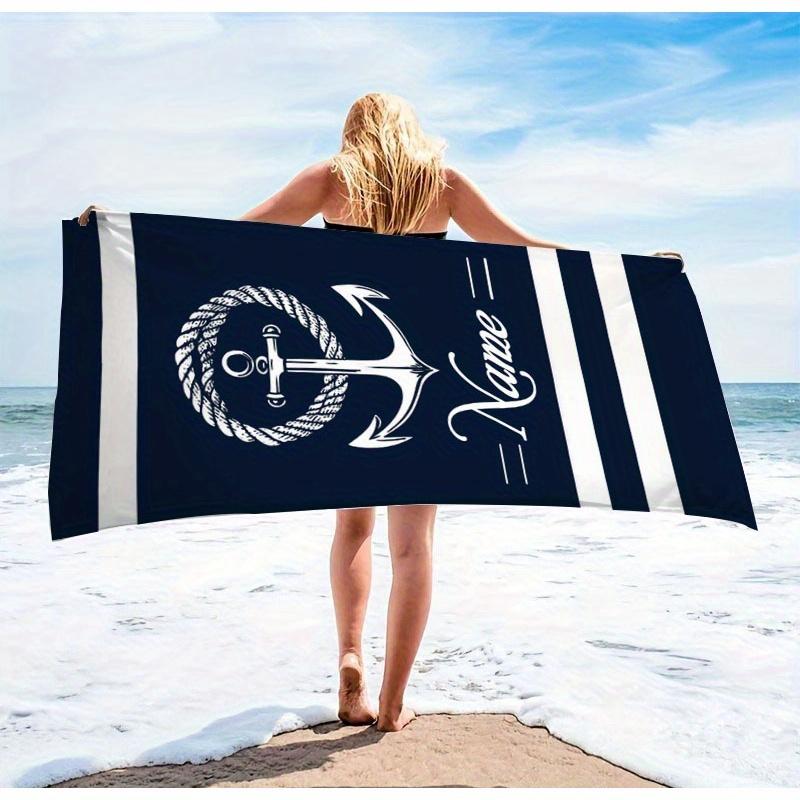 Personalized Anchor Beach Towel Custom Name/Logo Oversized Microfiber Towel Summer Party Gift for Beach Swimming Bath Sports