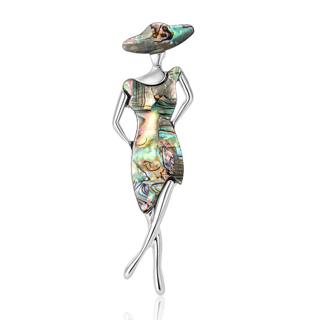 Vintage Enamel Shell Brooch for Women Unisex Lapel Pins Party Accessories Gifts
