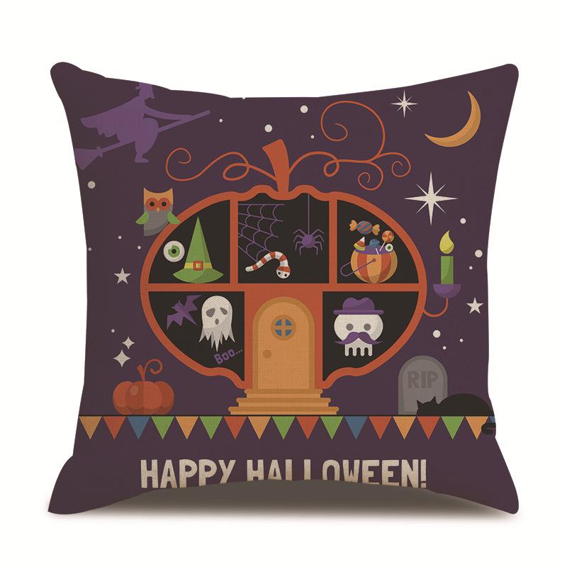 Halloween Linen Pillow Cover Printed Pillow Cover