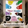 Custom Text Tapestry Barbapapa Print Wall Tapestry Indoor Living Room Wall Decor