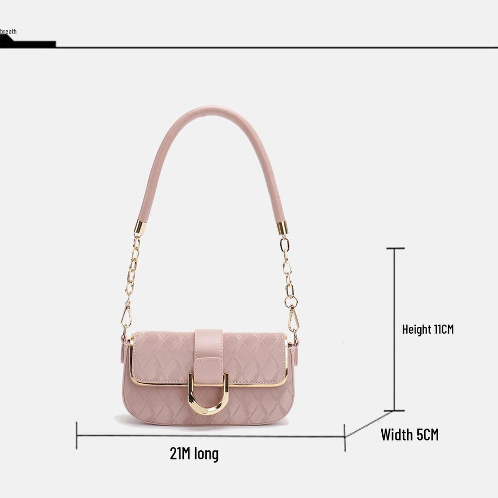 Elegant Minimalist Diamond Pattern Chain Shoulder & Crossbody Bag