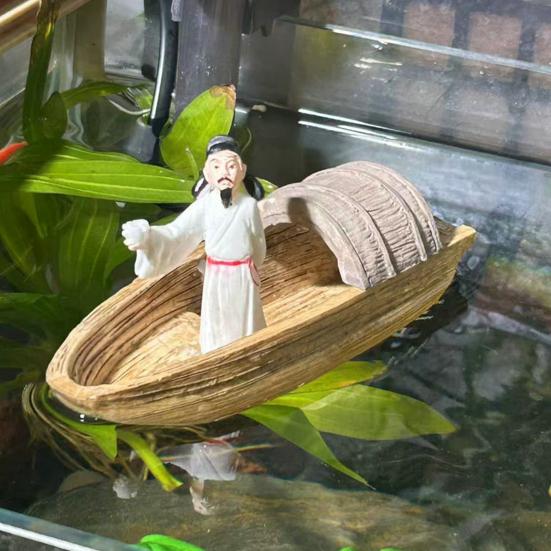 Akvárium Plovoucí Loď Ozdoba Retro Čínský Básník Li Bai Figurka Miniatura Socha Starověkého Básníka pro Akvárium Mikro Krajiny Dekorace