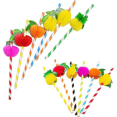50 Adet/Lot 20Cm 3D Meyve Kokteyli Pipetleri Kağıt Pipetler Şemsiye İçki Partisi Bar Dekorasyonu Parti Malzemeleri Renk Çeşitli