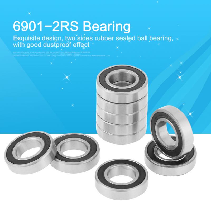 6901-2RS 12x24x6 10 PCS Ball Bearings Black Rubber Sealed Bearing
