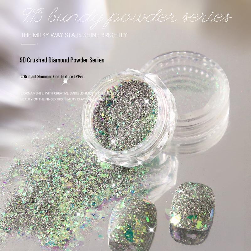 

Цветная 9D пудра для нейл-арта Битый бриллиант - Микрокристаллы и бриллианты Вспышка стекла