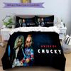 Braut Chucky Horror Romantik Druck 3-teiliges Bettwäsche-Set Bettbezug mit 2 Kissenbezügen Heim Geburtstagsgeschenk