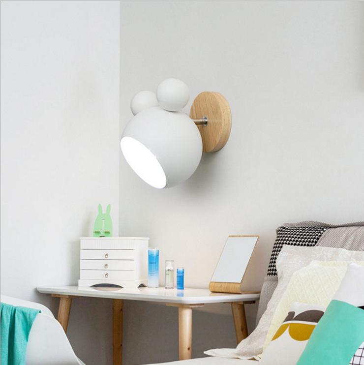 Nordic Mickey Wall Lamp: Cute Macaron Design for Children's Bedroom or Bedside, Ancient Town Lighting Style