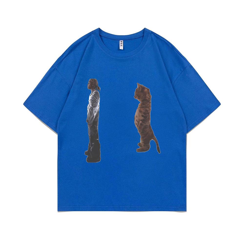 Funny Destroy Lonely Standing Cat Graphic T Shirt Men Women Oversized Pure Cotton T-shirts Opium Playboi Carti Ken Carson Tshirt