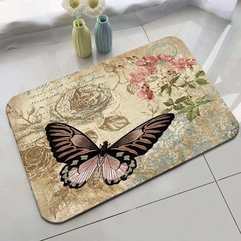 Retro Rural Style Floor Mat Entrance Mat Bathroom Door Mat Absorbent Carpet Living Room Coffee Table Mat