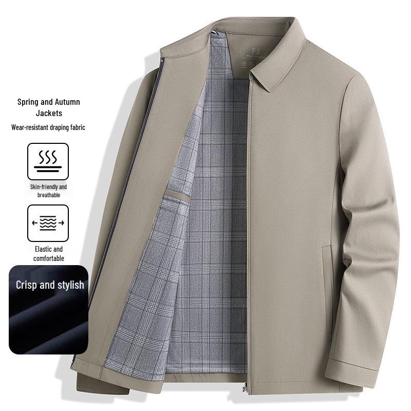 Men's Spring/Autumn Lapel Jacket: Middle-Aged Business Casual Slim-Fit Coat