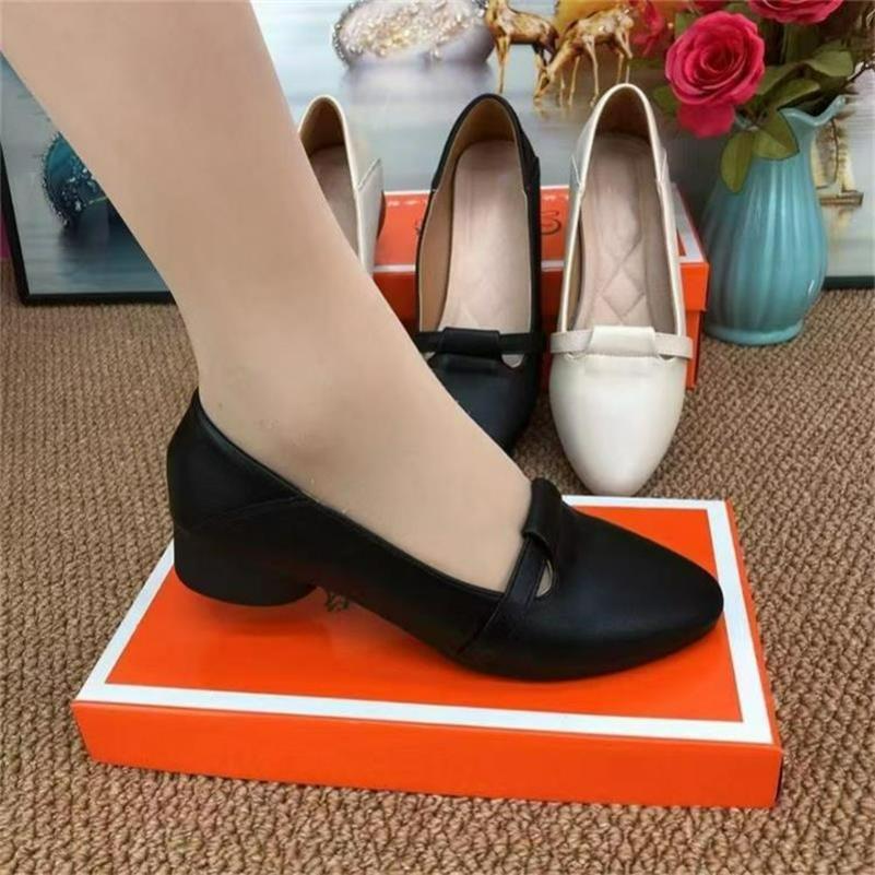 Low-heeled Shoes, Fashion Single Shoes, Comfortable Soft-soled Temperament, All-match Work Shoes, Low-heeled Shallow-mouthed Mother's Leather Shoes