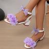 Im Sommer 2026, die neuen dicken Kinder-High Heels mit Prinzessinnen-Sandalen und europäischer und amerikanischer Blumenverzierung für Damen
