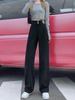 Women's Black Wide-Leg Jeans: 2025 Spring/Autumn High-Waisted Slimming Loose Floor-Length Pants