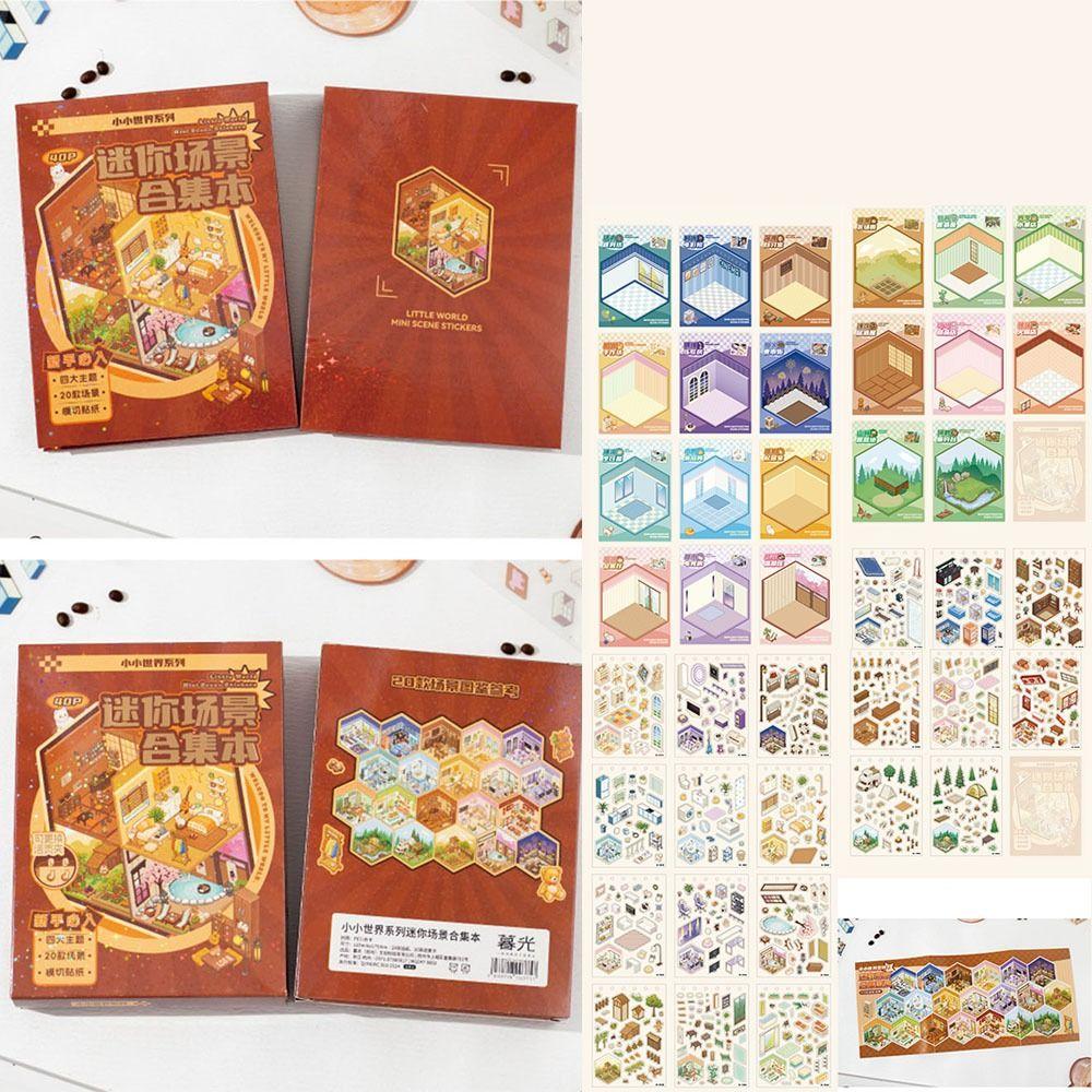 DIY Miniature Scene Stickers Cartoon Miniature Scene Collection New Notebook Sticker  Children Gift