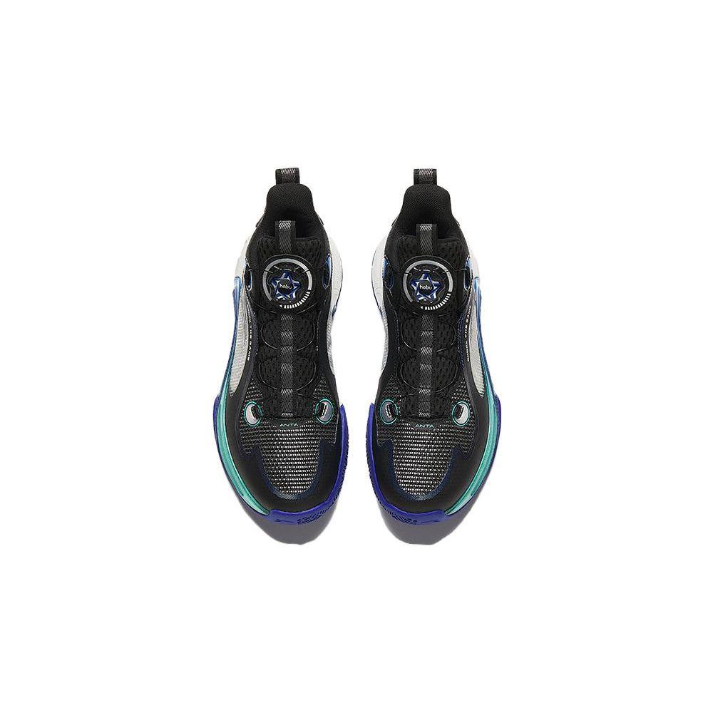 Anta Kids Comfortable Shock Absorbing Durable Mid-Top Basketball Shoes Kids Basketball Shoes Black Blue 312411109-10