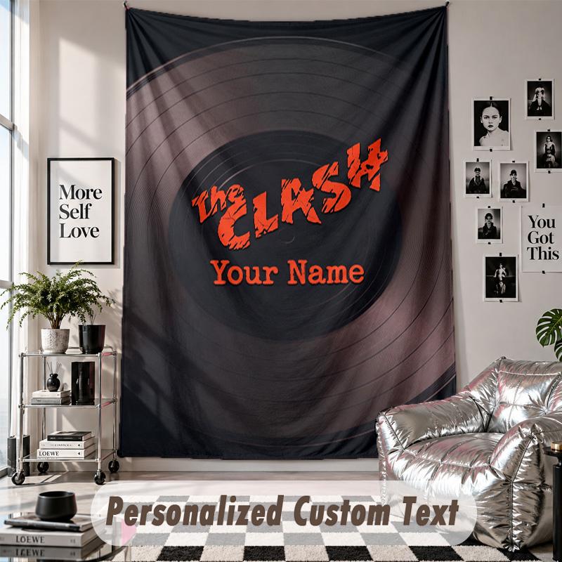 Wall Hanging Tapestry With Custom Name & Text, The Clash Decorative Tapestry For Bedroom
