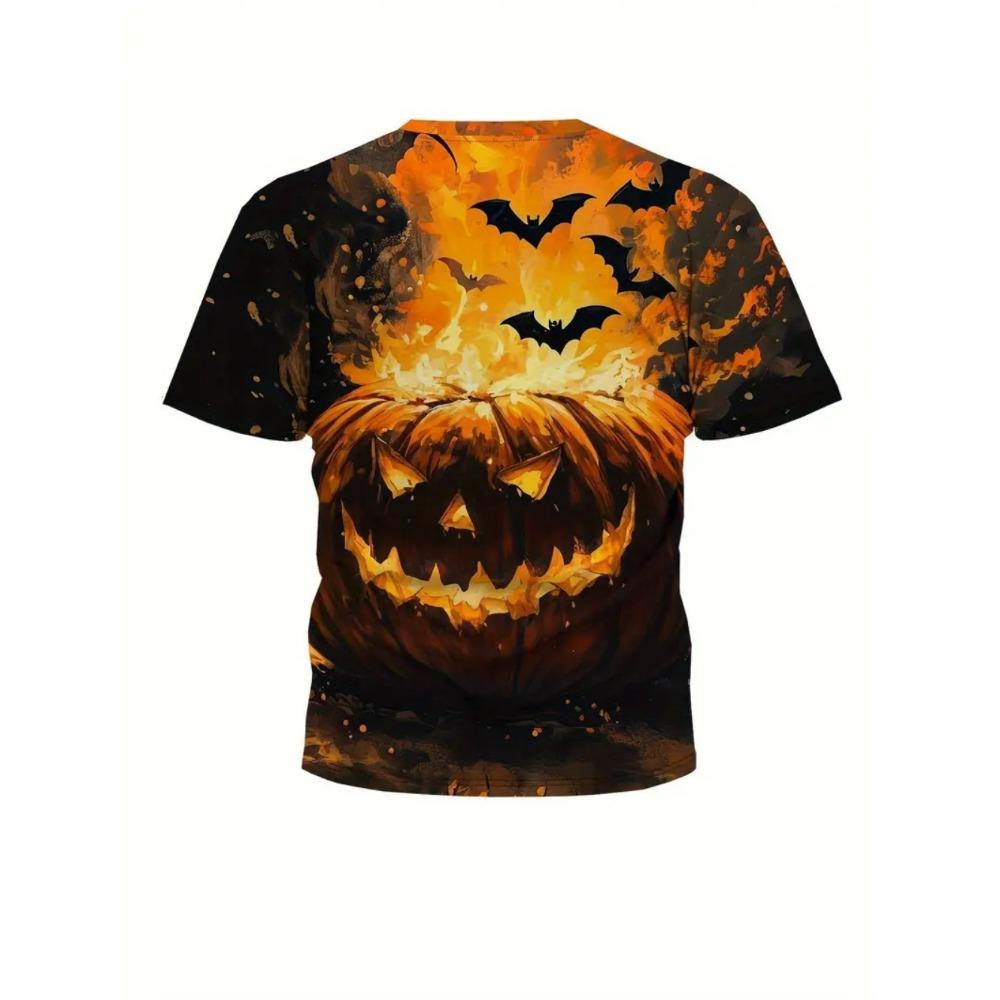 Halloween Boy T-shirt Dinosaur Pattern Summer Short Sleeved Casual Fashion Printed Children's Top Party Gift Children's Clothing