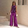 1116 New European and American Fashion Ethnic Geometric Tank Pants Set WN11+MRO6