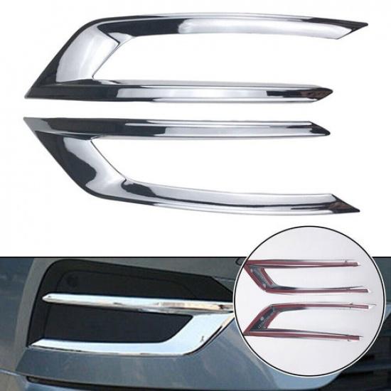 2X Fit For Volvo XC60 2018- Chrome Front Fog Light Lamp Cover Trim 2pcs