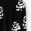 Women's Pure Cashmere Rose Color Block Round Neck Sweater