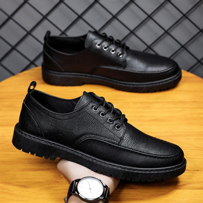 Men's Casual New Leather Shoes for Men Non-slip Sports Shoes Fashion Comfortable Sneakers Male Flat Lace-up Work Shoes