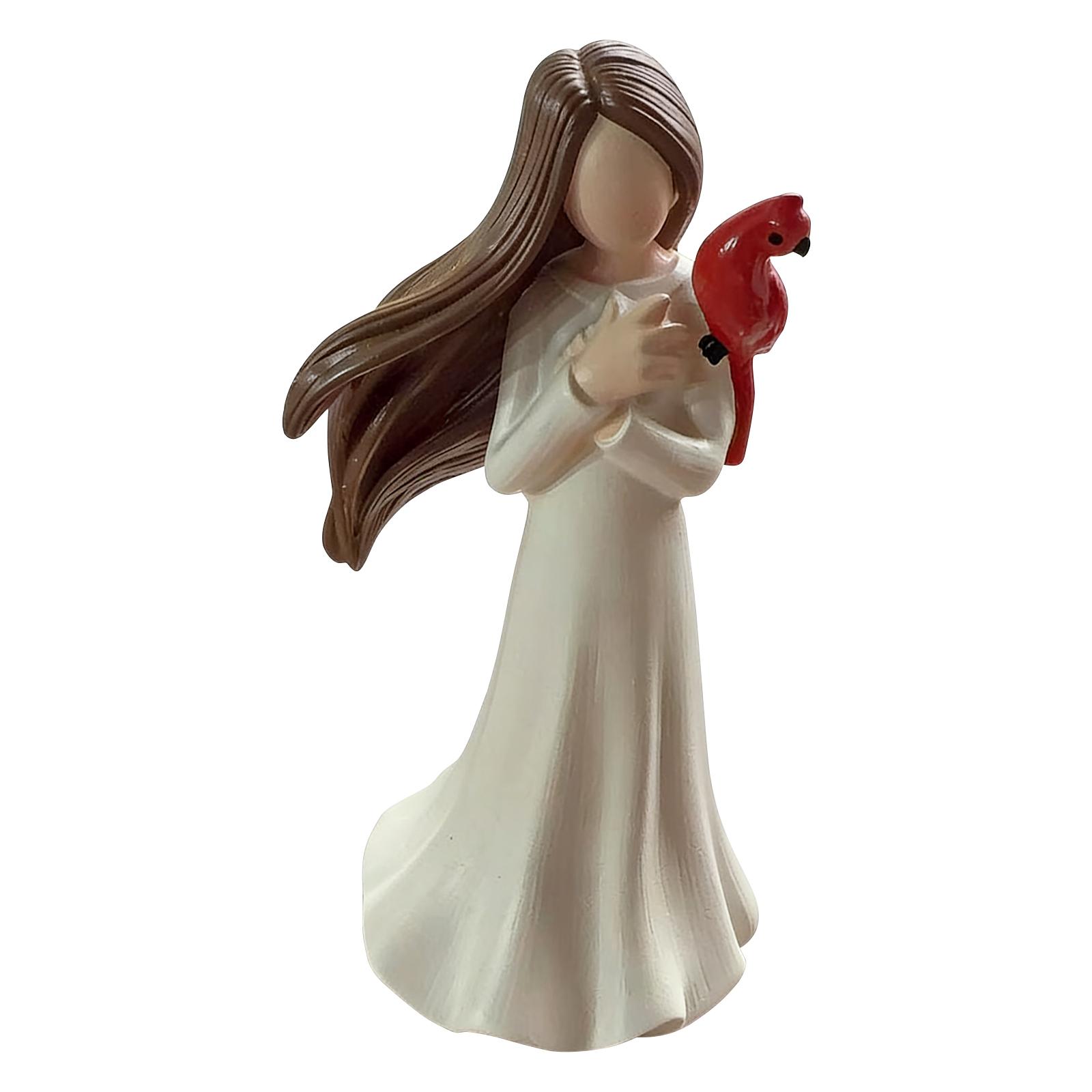 

New Guardian Angel Resin Figurine Sympathy Gifts for Loss of Loved One Cardinal Remembrance Memorial Statue Grief Gift for Women білий